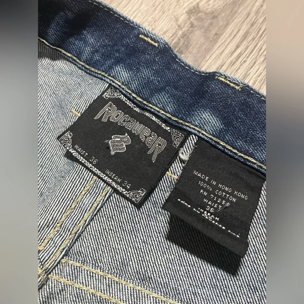Y2K Rocawear denim blue jeans vintage grunge carpenter 36X34 men’s pants - Picture 8 of 9